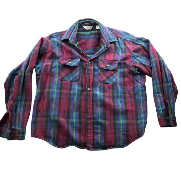 Vintage Five Brother Mens Shirt Size 2XL Long Sleeve Plaid Flannel Button Up Y2K - Picture 1 of 13